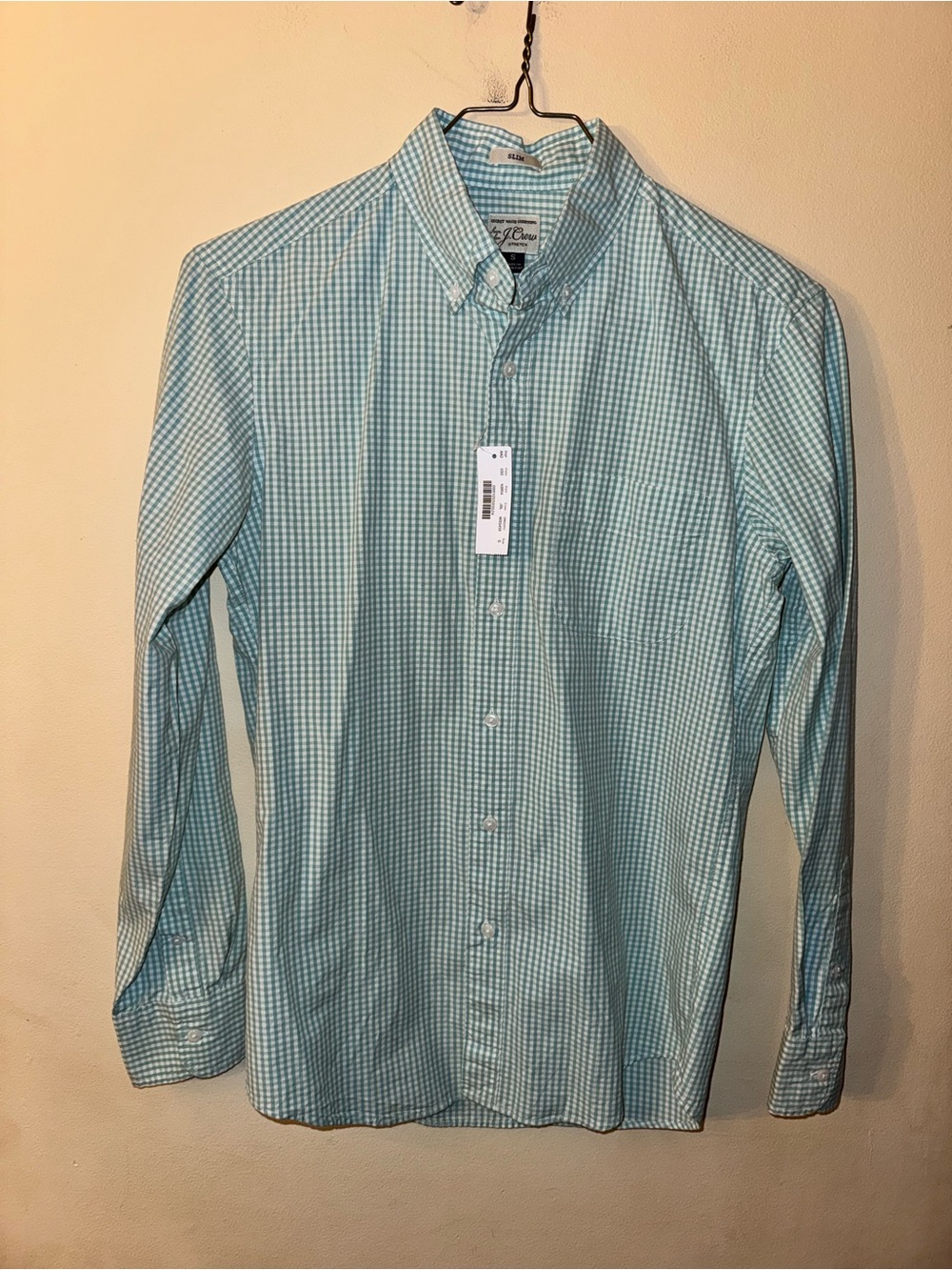 J Crew Men’s Secret Wash Shirt in Gingham, Slim Small